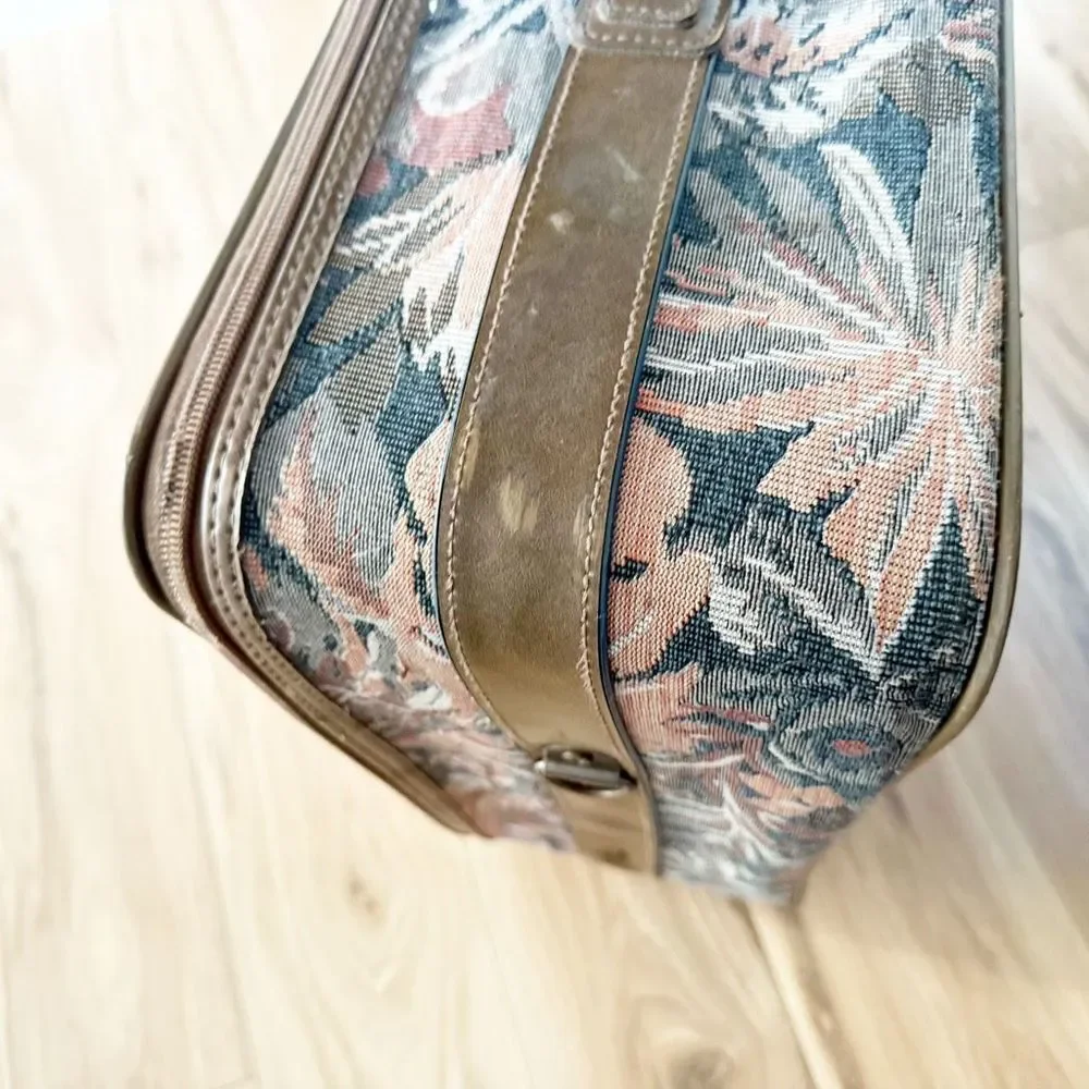 GIVENCHY | Vintage Large Rolling Carpet Luggage Floral Feather Foliage Tapestry